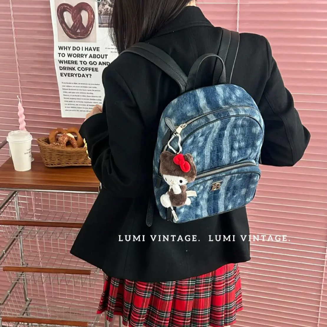 95新 BURBERRY/博柏利 牛仔扎染双肩包41835478