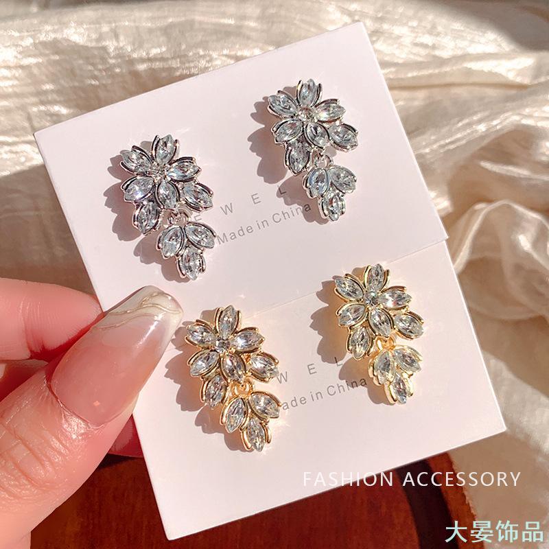 合金亚克力耳饰 HY小众高级感通勤个性叶子耳钉简约百搭耳饰