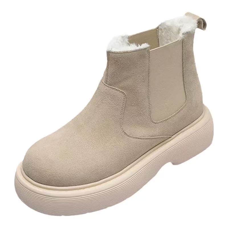 冬季粗跟圆头复古短靴厚底勃肯靴百搭棉鞋靴子厚底