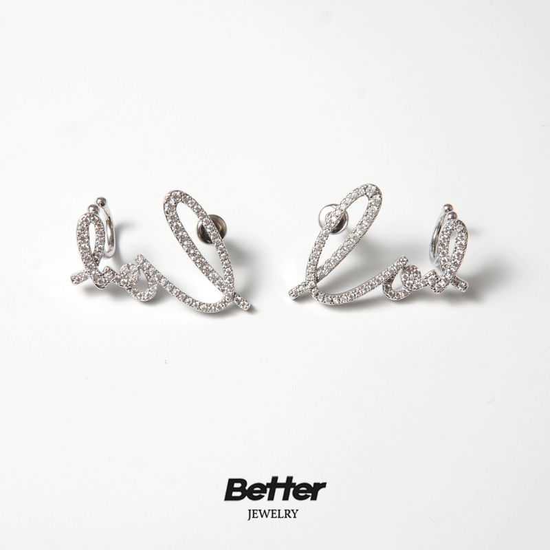 铜合金耳饰 G414  灵动丝带耳钉