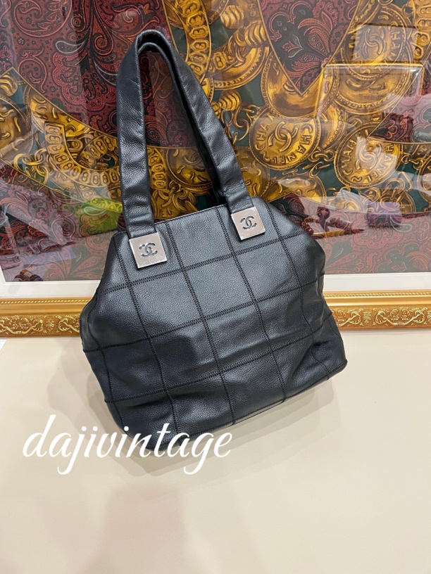 95新 Chanel/香奈儿 大吉中古3/Chanel香奈儿黑银冰格单肩包