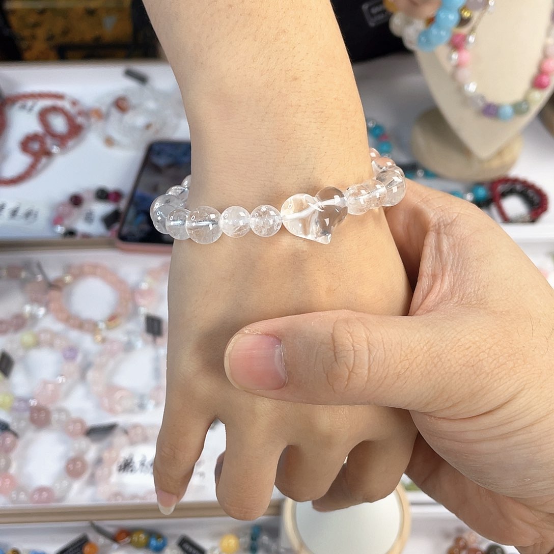 水晶手链银S925镀金镶嵌