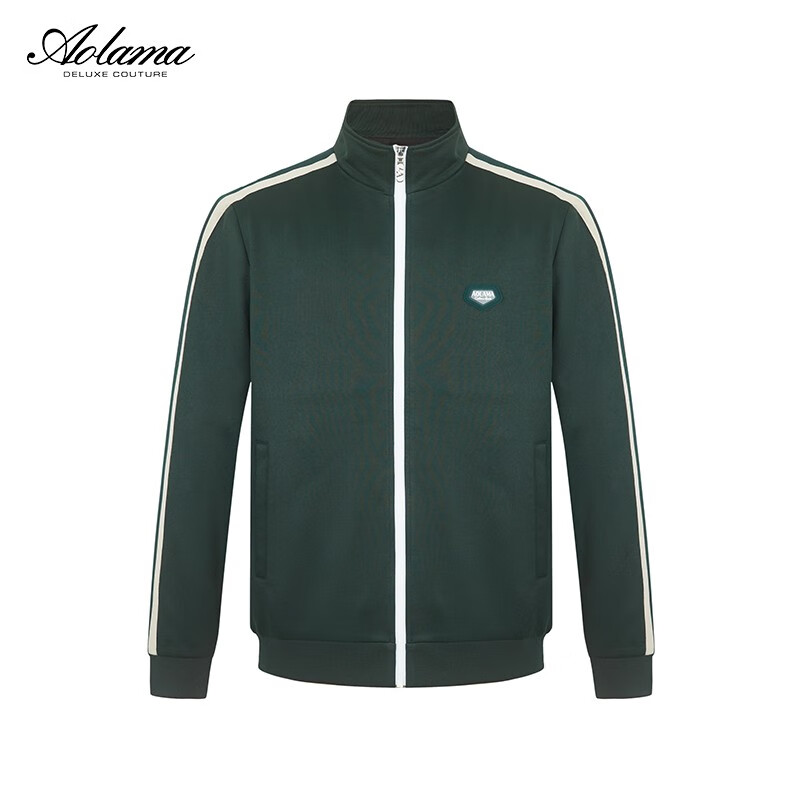 奥拉玛（Aolama）轻奢男装茄克秋季时尚休闲针织运动休闲外套织带