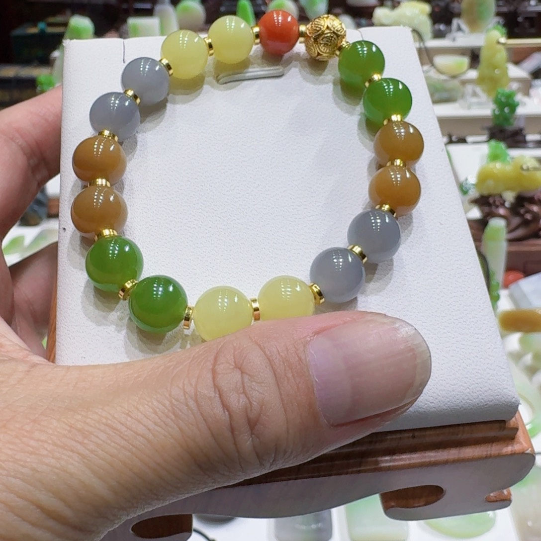 和田玉未镶嵌颈饰和田玉多宝卡10手串