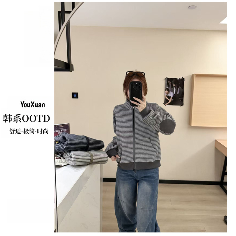 YOUXUAN-[条纹百搭]2025冬季保暖韩系时尚减龄洋气女外套MW-C3002