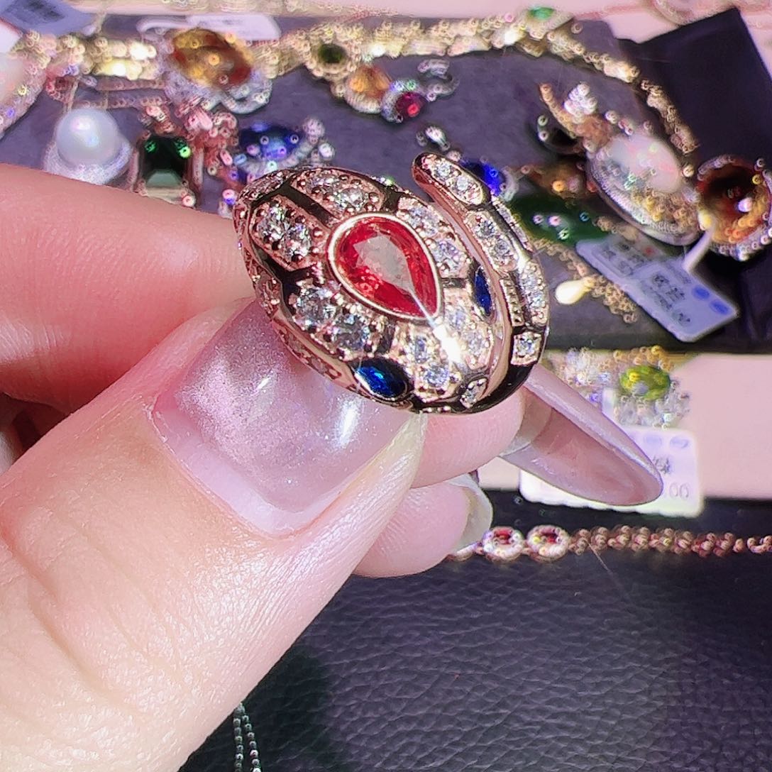 彩色蓝宝石戒指银S925镶嵌