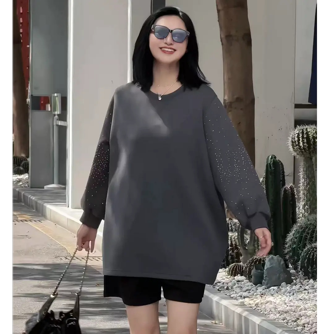 【娜姐秋冬穿搭7098】巴瑟大码女装310克宽松显瘦百搭潮流长袖卫衣
