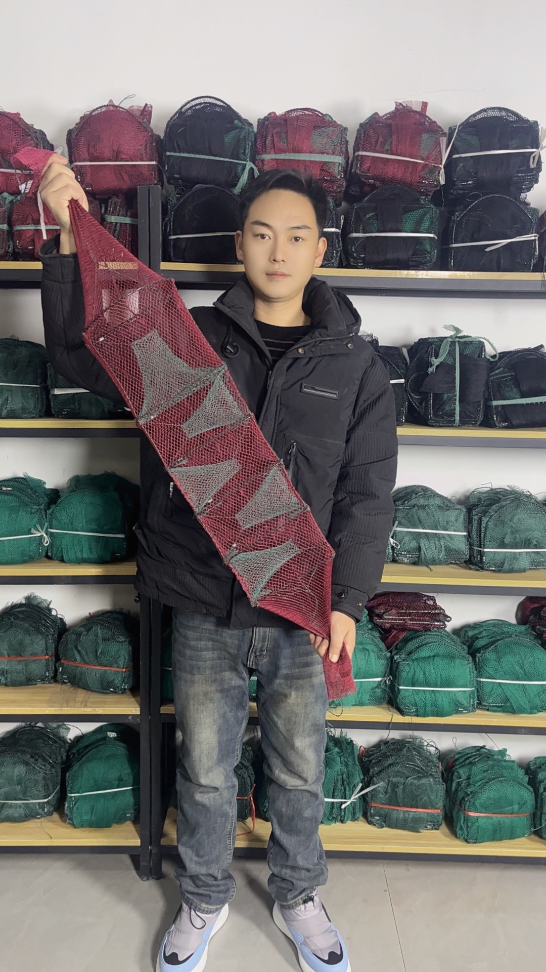 尼龙网紫色中四门方手工黄鳝笼泥鳅笼折叠渔网捕鱼笼虾笼加厚结实