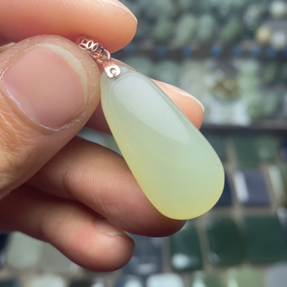 和田玉颈饰银S925镶嵌