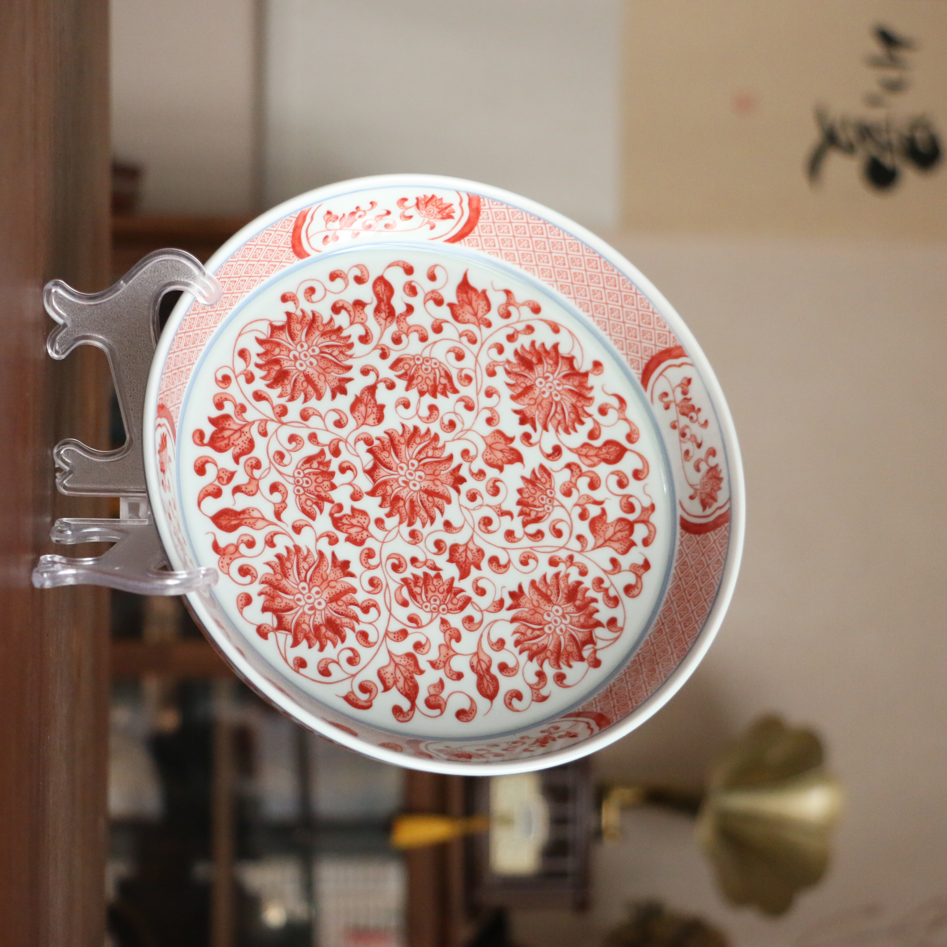 全红缠枝莲-壶承18cm