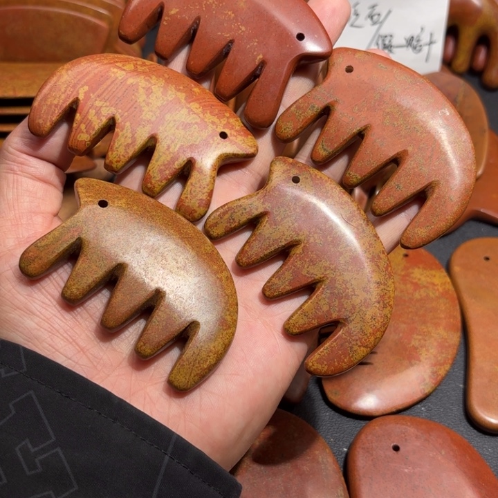 红砭石精品款小象五齿梳