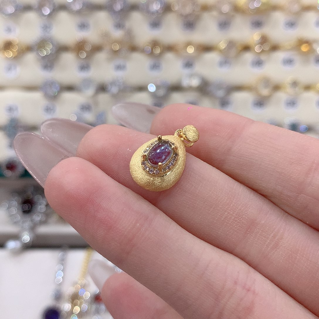 海蓝宝石颈饰银S925镶嵌红*红