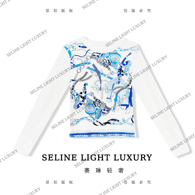 【25Q-700】七 2025 SELINE 新款时尚轻奢气质长袖T恤