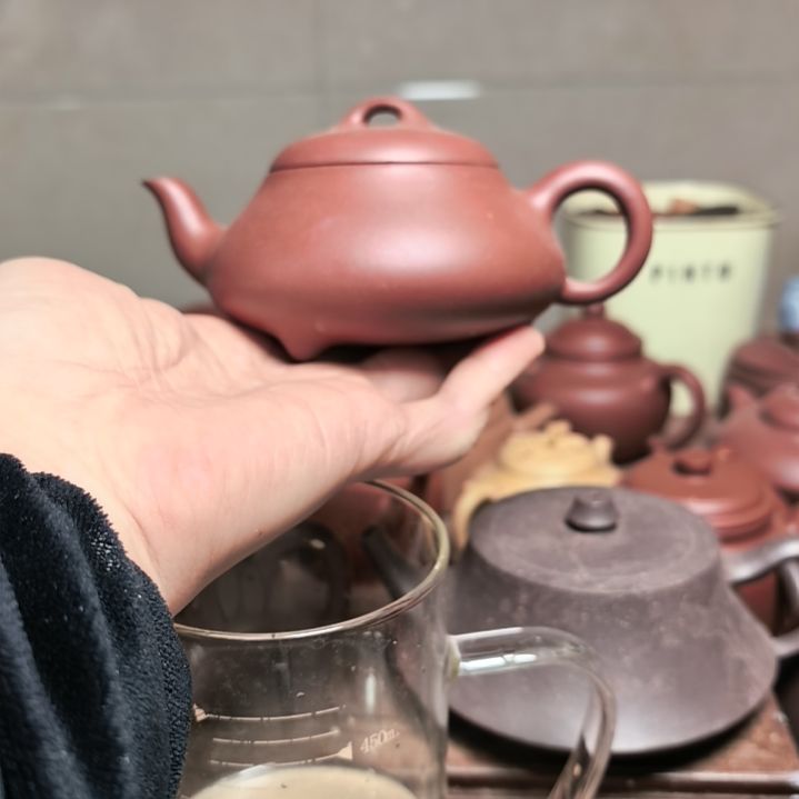 茶壶紫砂台西矿区中层老紫泥半手工汉堂石瓢 220cc