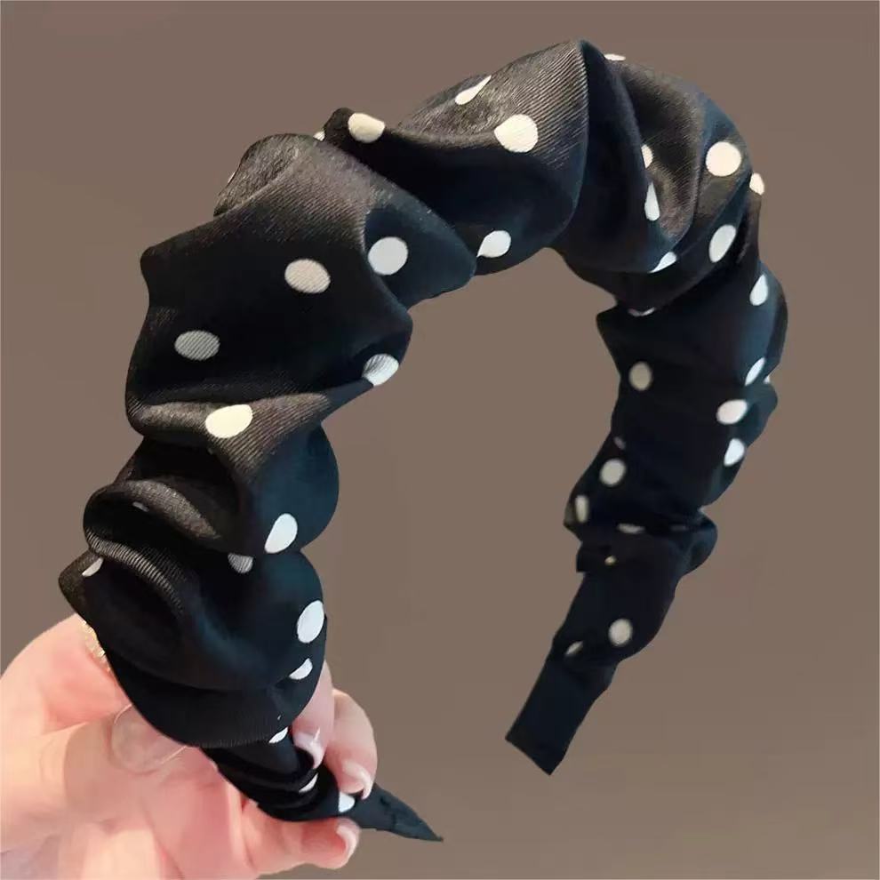 韩系褶皱小圆点发箍简约高颅顶发饰（no退 no换）