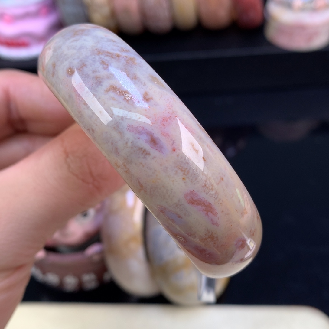 硅化珊瑚（珊瑚玉）未镶嵌颈饰32号粉紫共生58圈