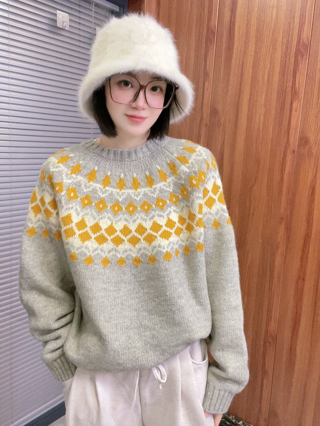 【ZXZ】秋冬新款韩版费尔岛宽松加厚圆领针织毛衣