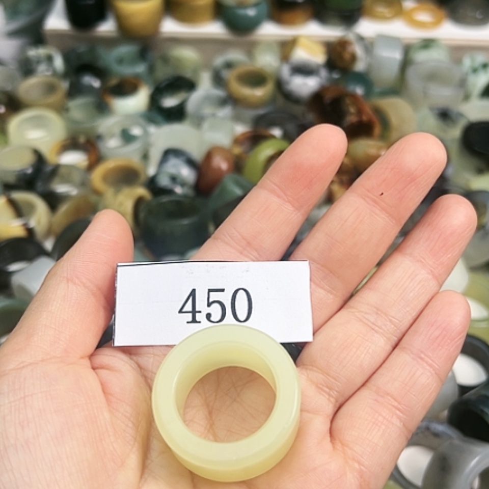 【闪购商品】蛇纹石玉戒指未镶嵌扎*