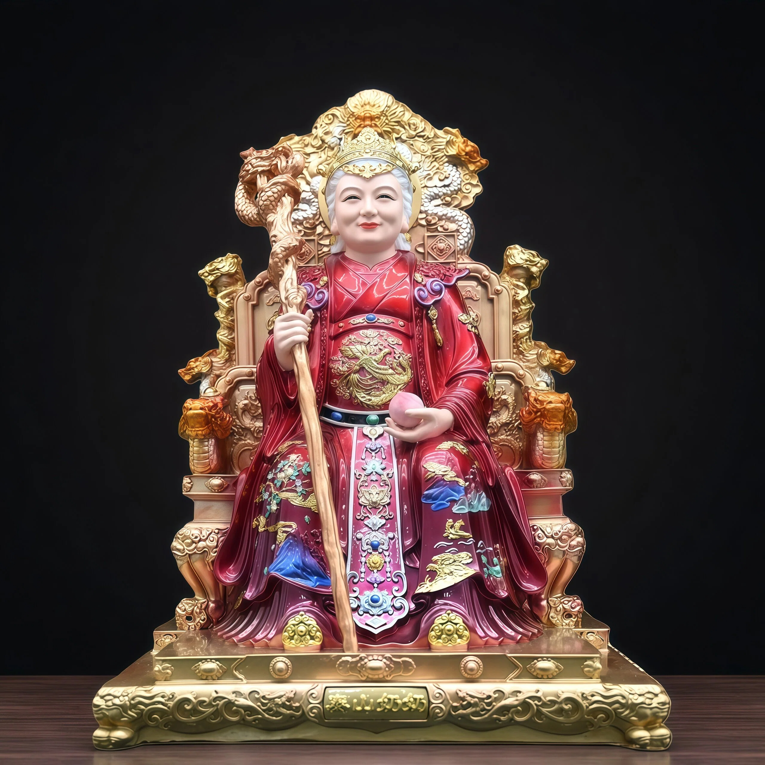 新款树脂泰山奶奶碧霞元君彩绘家用供奉工艺品摆件