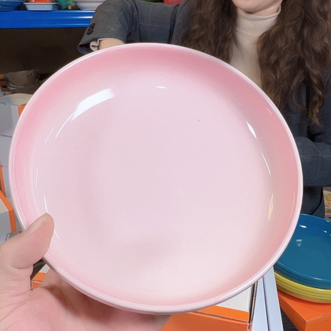 陶瓷轻虹粉色深盘