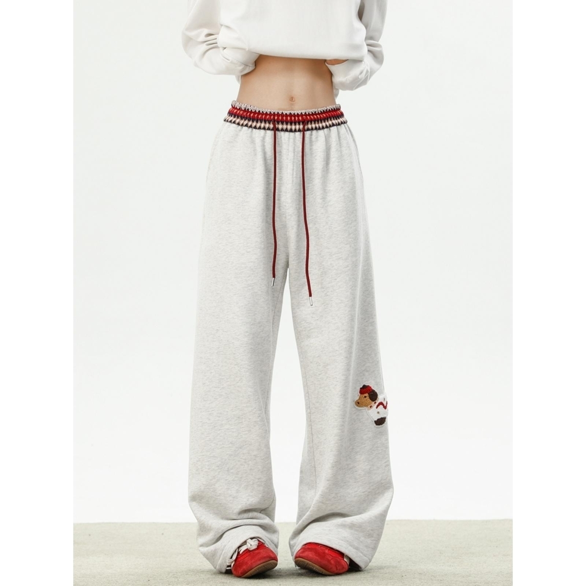 3012-BY美式潮流弯刀卫裤男女宽松直筒阔腿裤百搭休闲长裤子