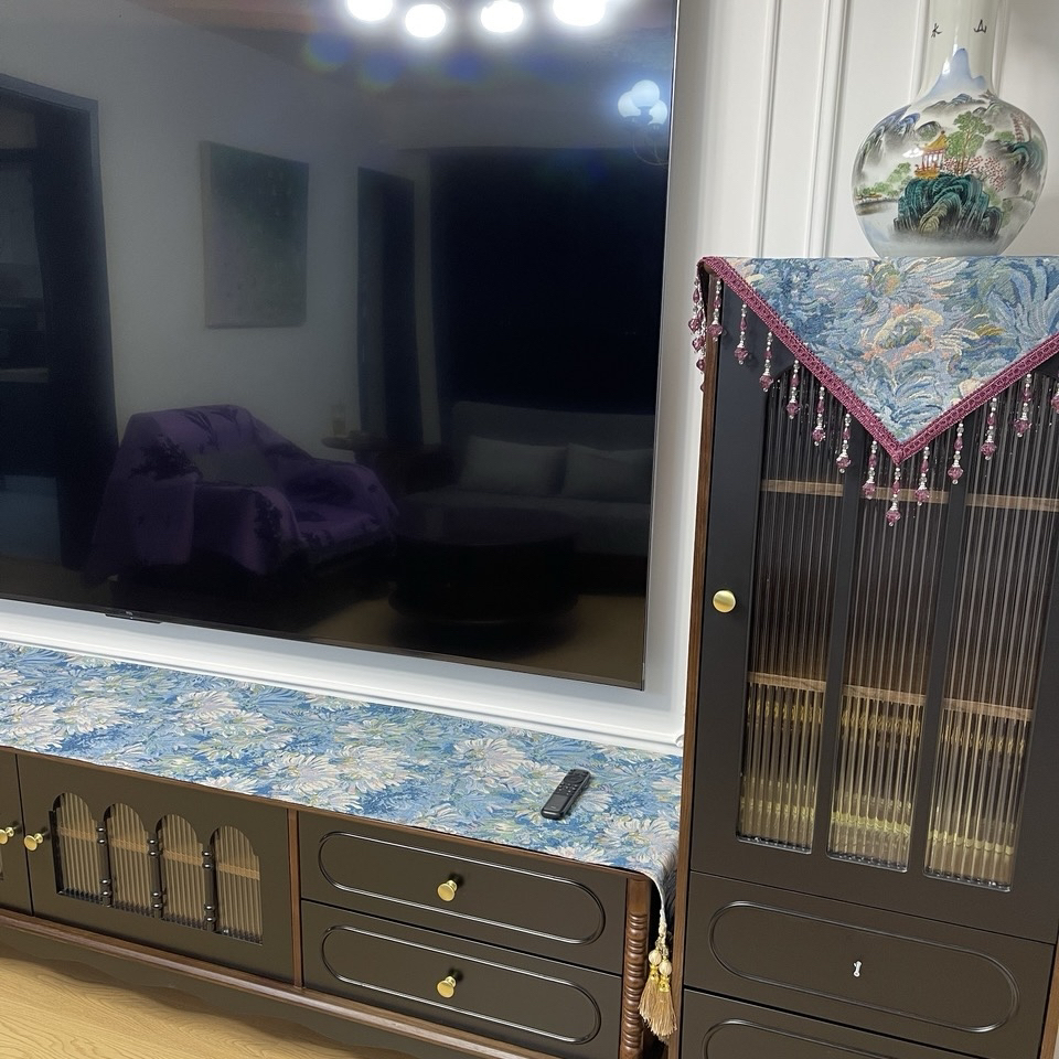 桌旗万能盖巾40 175新款蓝色莫奈