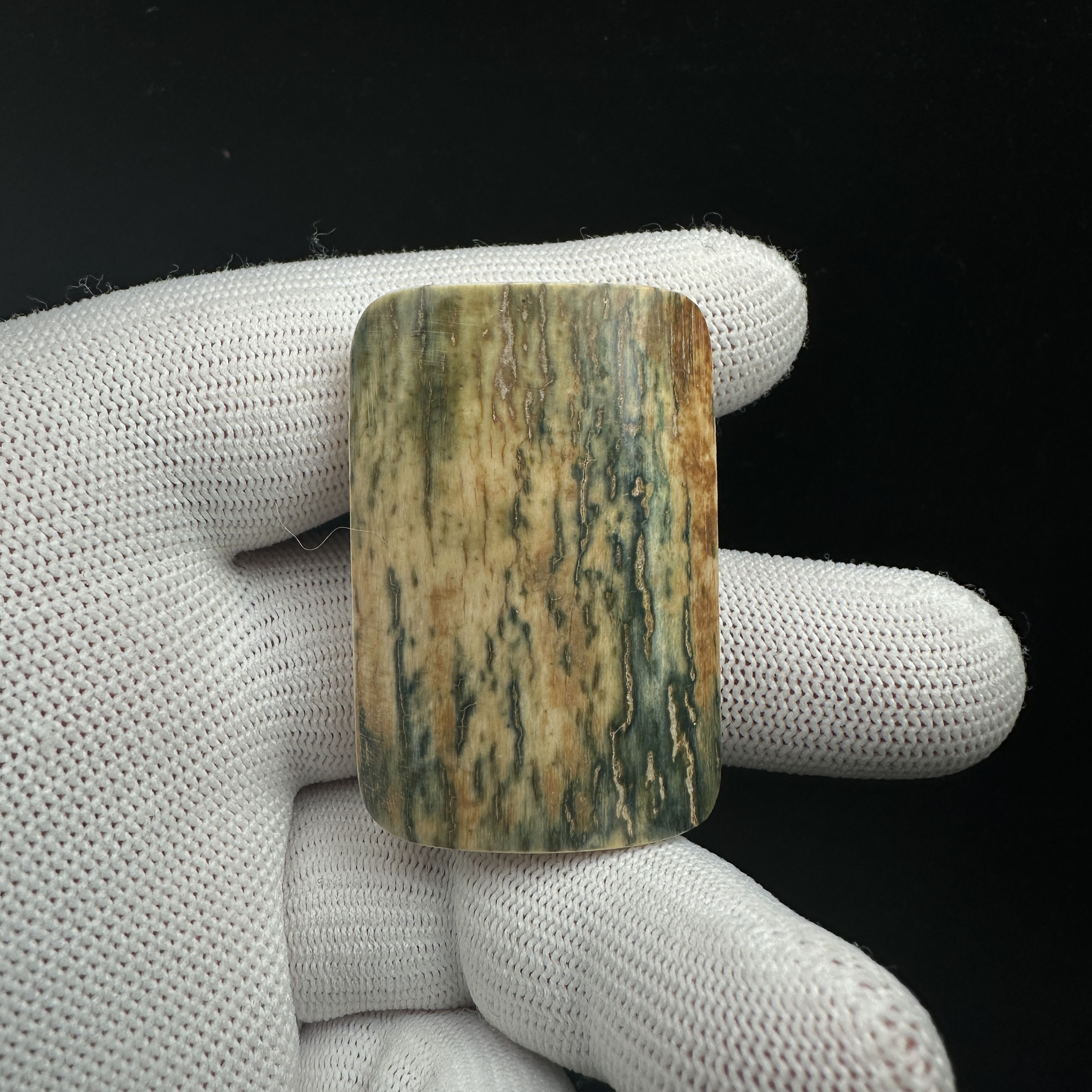 E4763 天然猛犸牙蓝皮牌子30.7*45mm支持鉴定 假一罚四