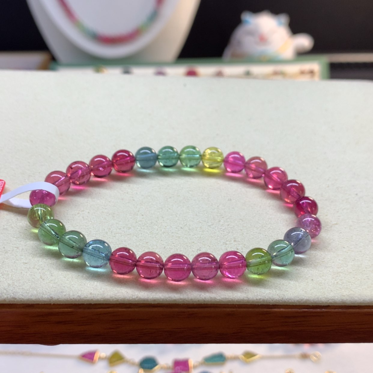 【闪购商品】碧玺手串未镶嵌一****友艳丽彩虹色标6.6mm