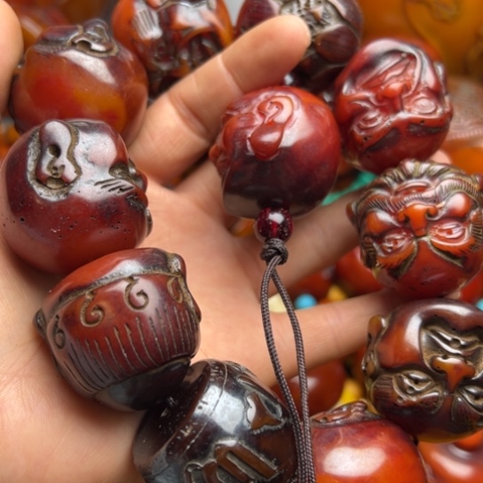 琥珀（花珀）手串未镶嵌蜜蜡