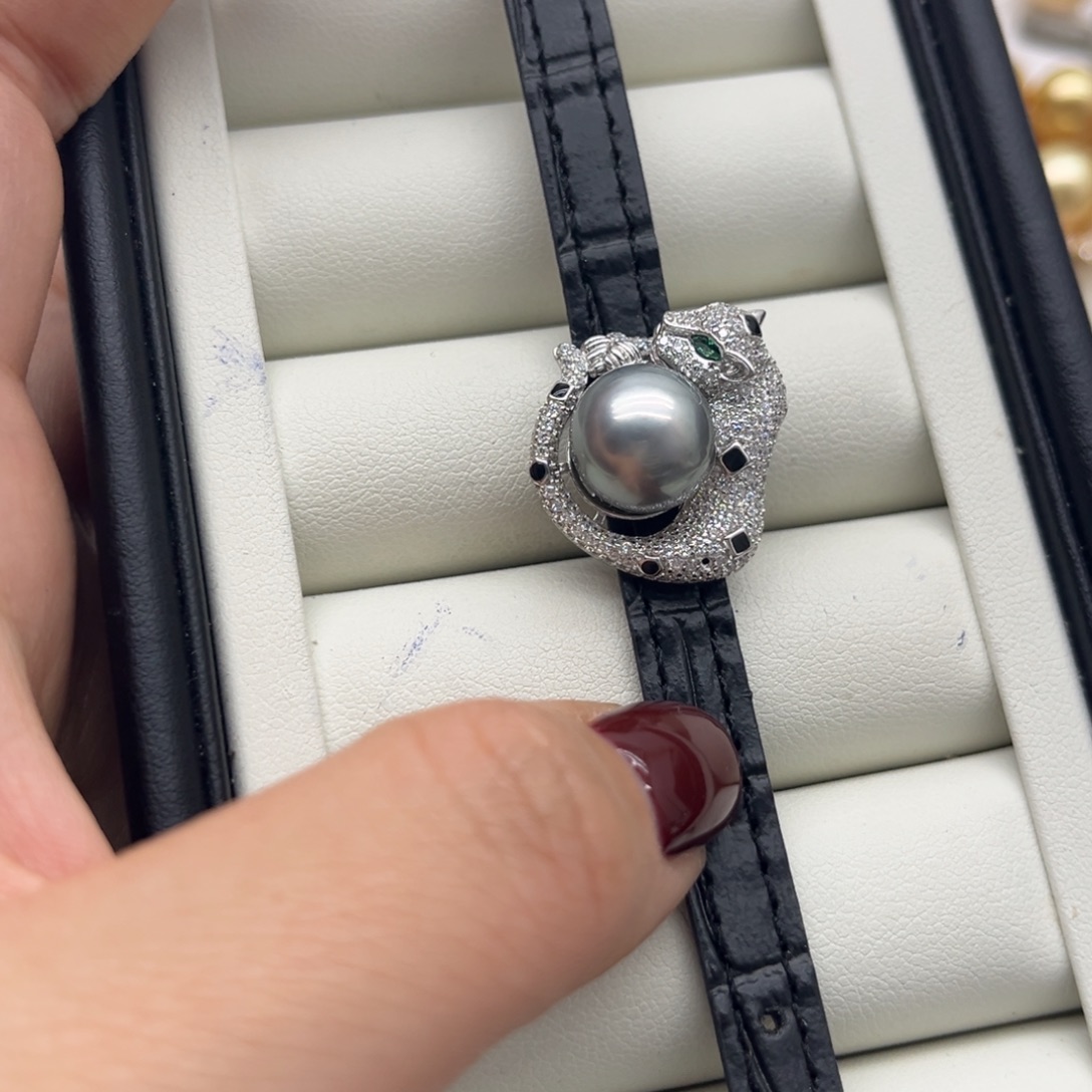 海水珍珠表带银S925镶嵌