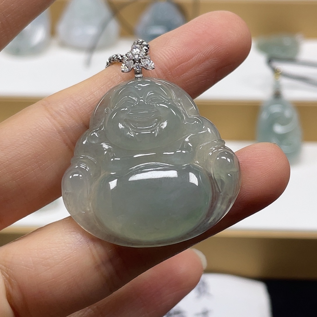翡翠未镶嵌颈饰天然翡翠佛公吊坠一件39号