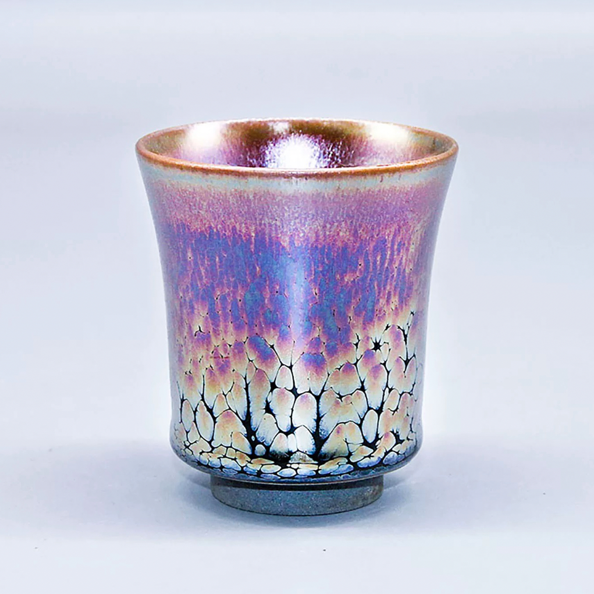 【建窑建盏】建阳原矿建盏满釉闻香杯主人杯超薄胎紫金花雕系列茶杯