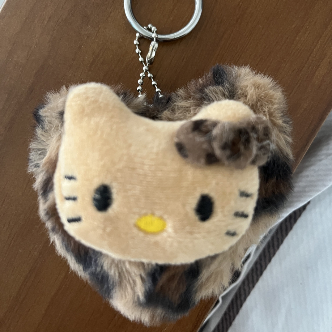 新款ins风可爱猫黑皮复古豹纹爱心毛绒书包书包挂件钥匙扣挂件