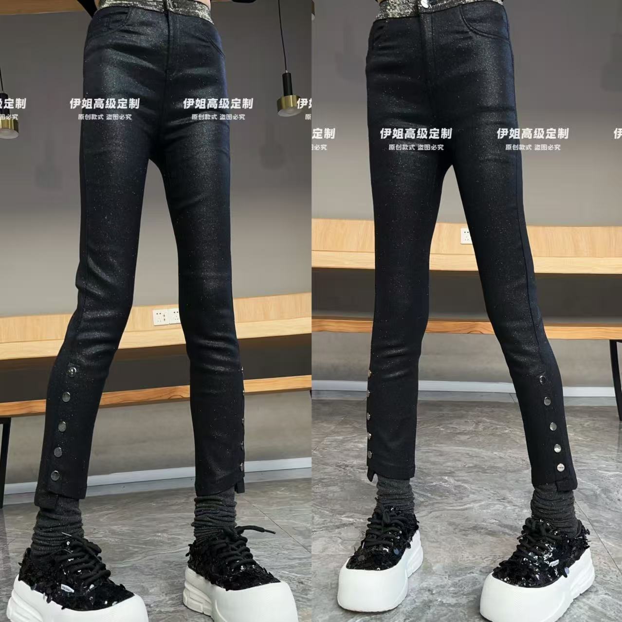 【YJ·原创】2025冬季新款宽松百搭显瘦加绒高弹烟管裤休闲裤 YK1058