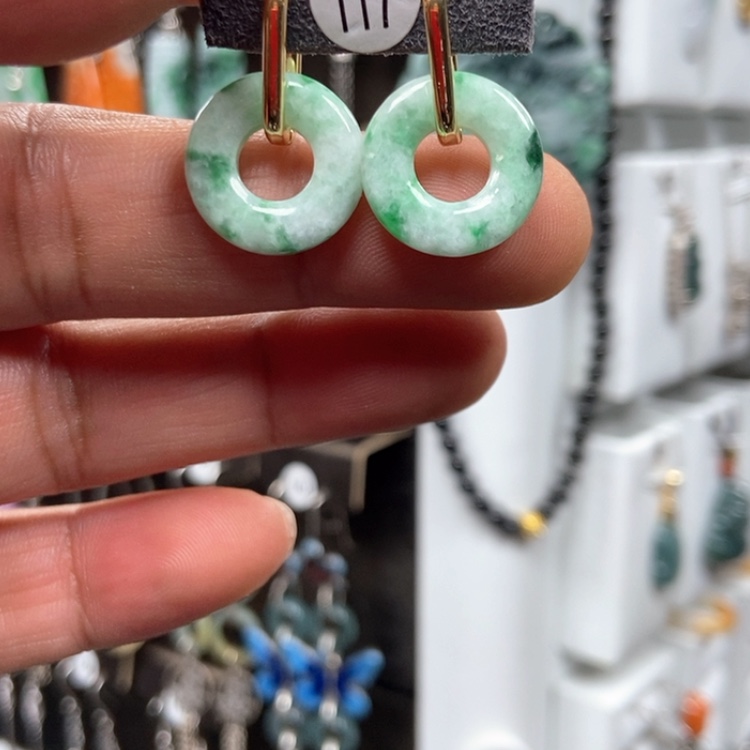 【闪购商品】翡翠耳饰银S925镶嵌耳线