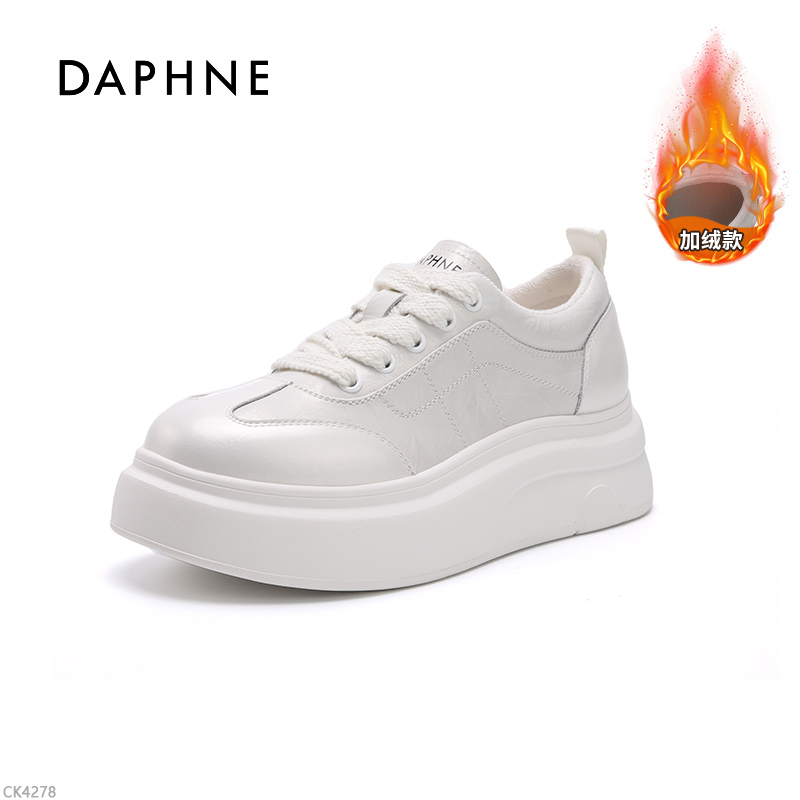 达芙妮新款单鞋日常松糕底增高休闲板鞋潮流圆头秋季女鞋LL