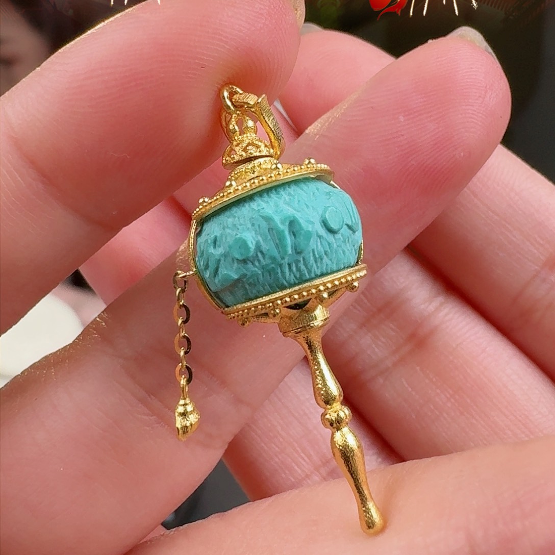 绿松石珠宝奇石18K金镶嵌