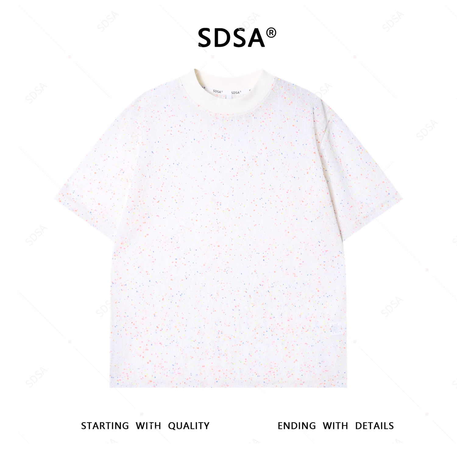 夏季高级感新款男士简约纹理泼墨短袖T恤宽松时尚轻奢圆领上衣