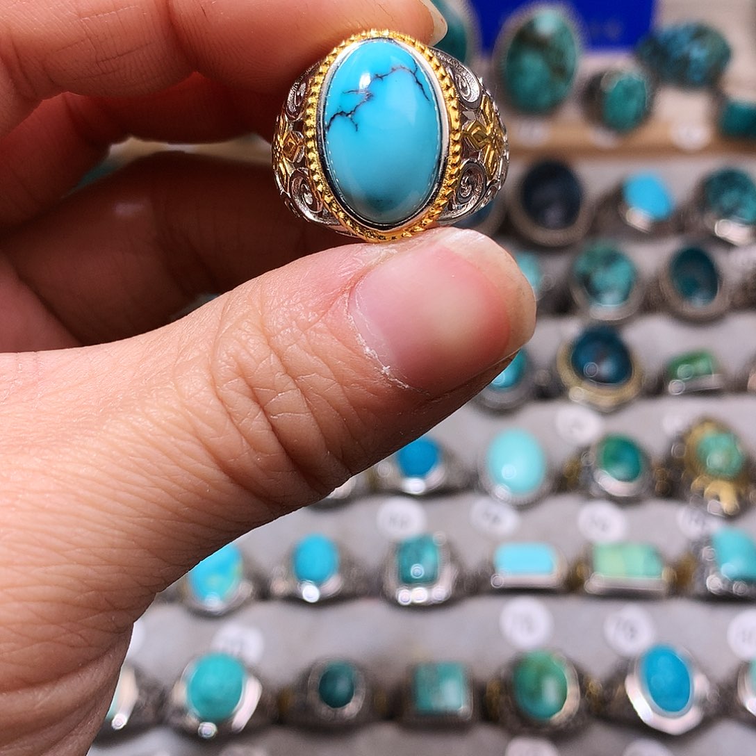 绿松石挂件银S925镶嵌