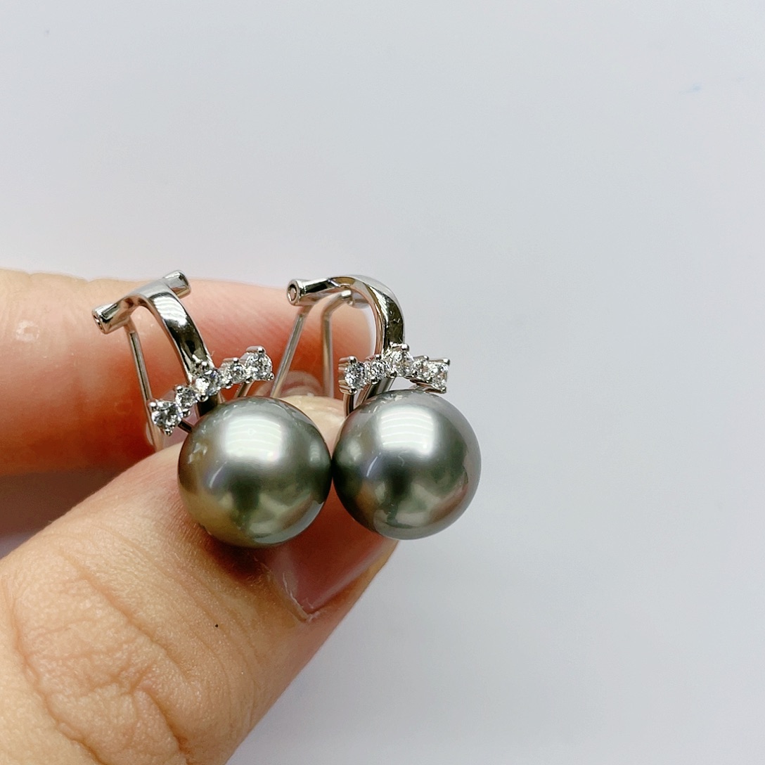 海水珍珠耳饰银S925镶嵌