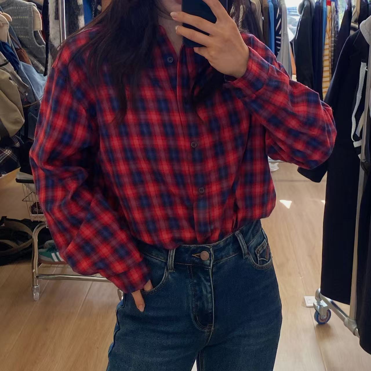 韩代.配色王者  格子衬衫 柔软亲肤 L25101767