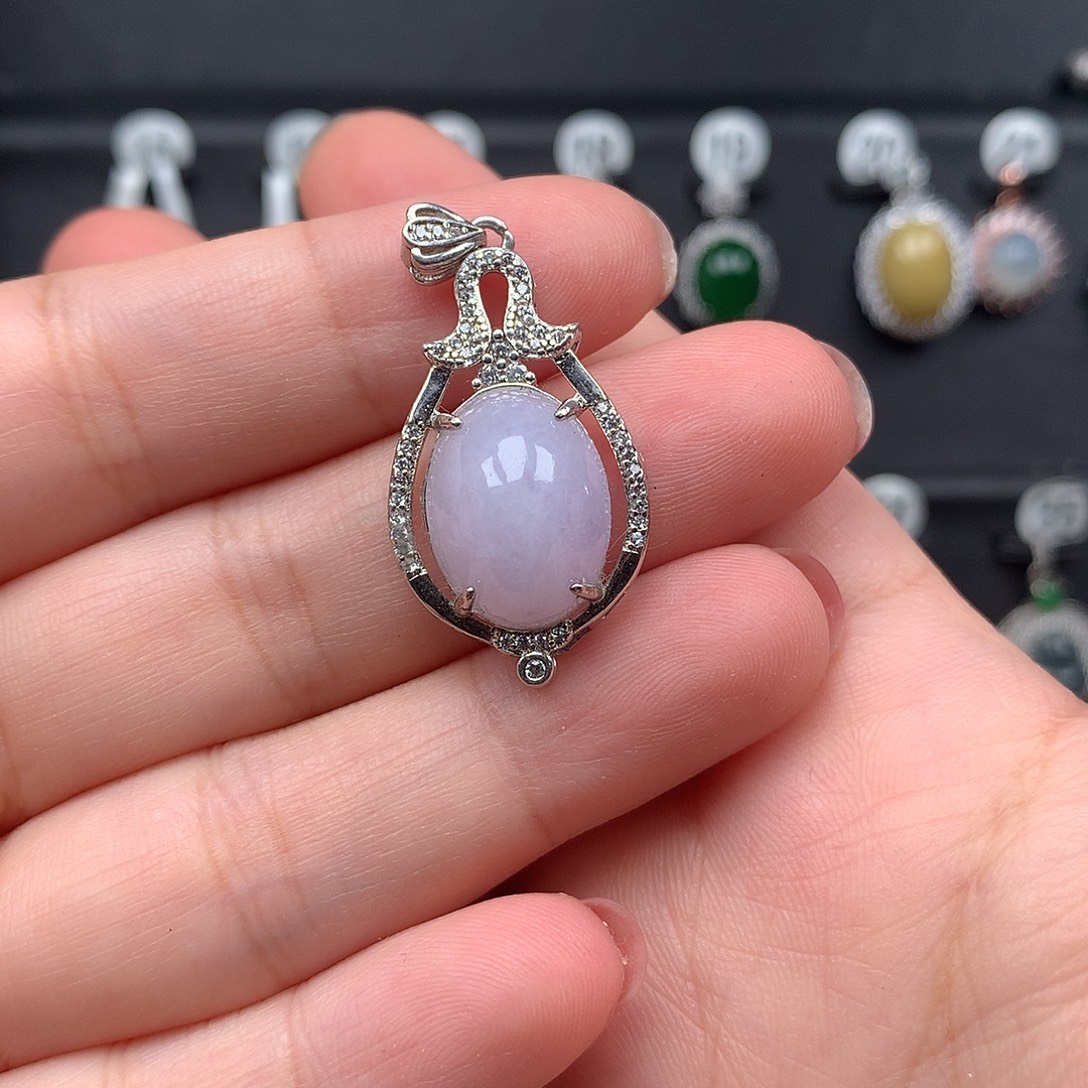 翡翠银S925镶嵌颈饰