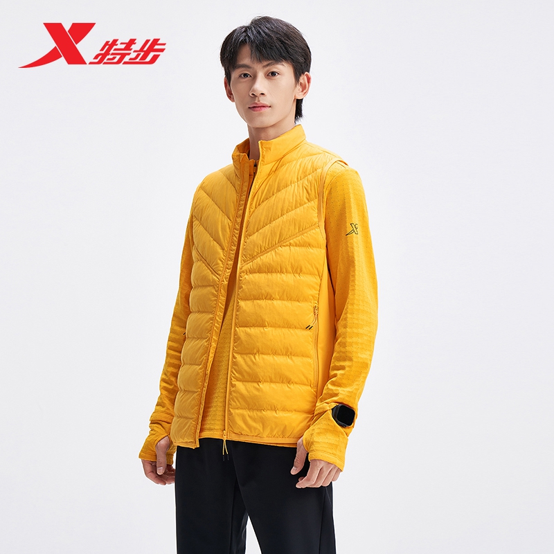 特步男子秋冬新款棉马甲黄金棉升温保暖防风防泼水跑步内搭外套