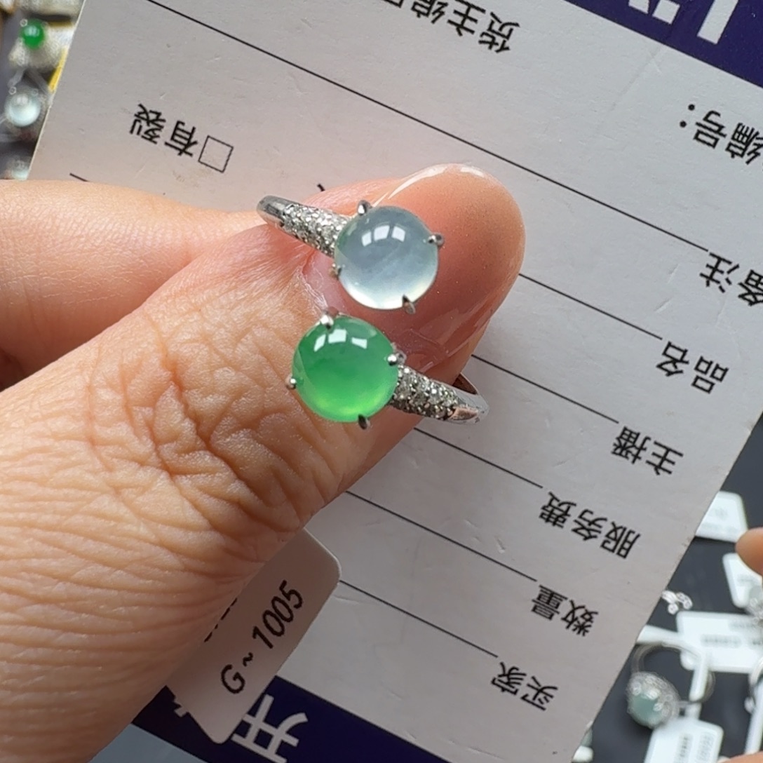 翡翠银S925镶嵌戒指117