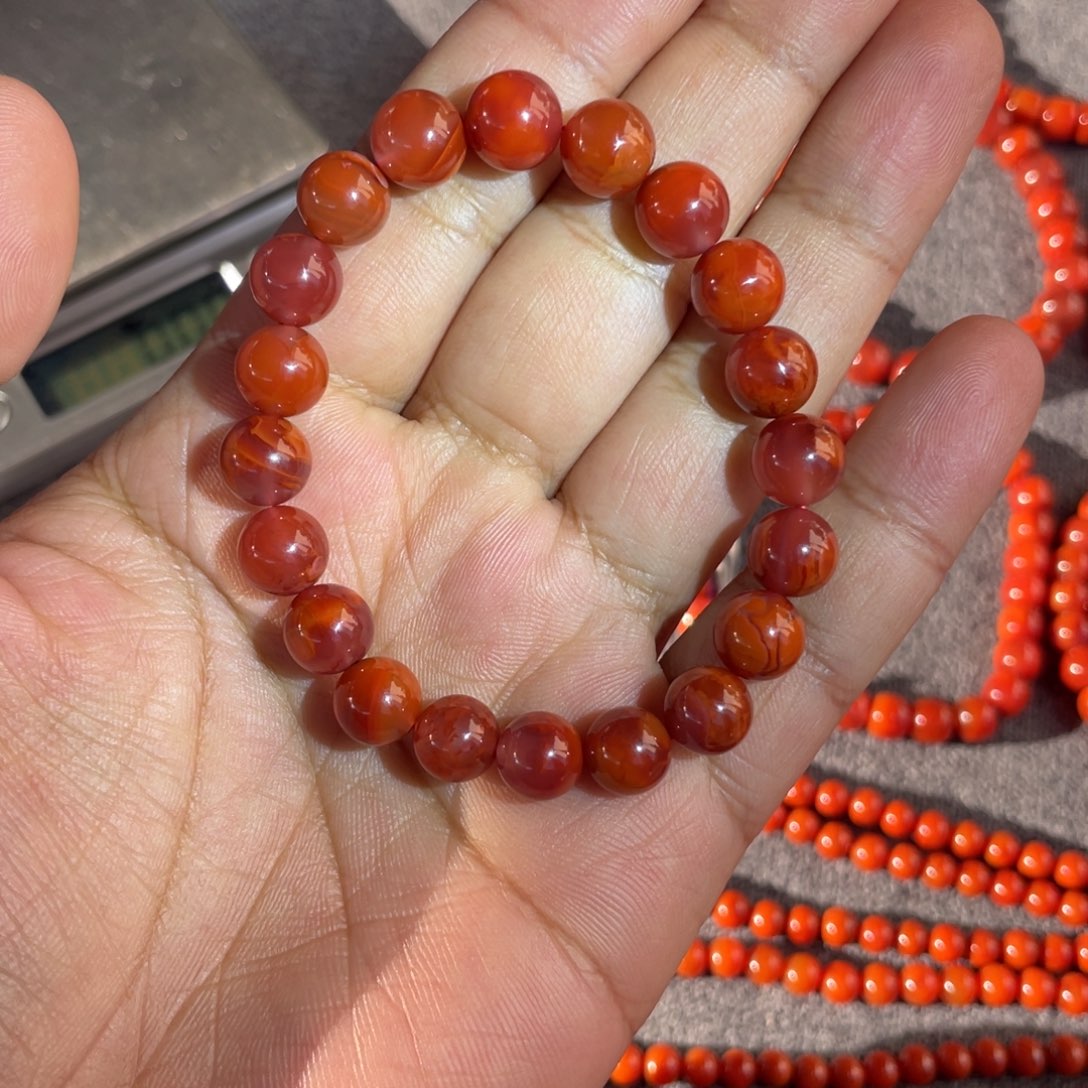 未镶嵌火焰纹手串南红玛瑙