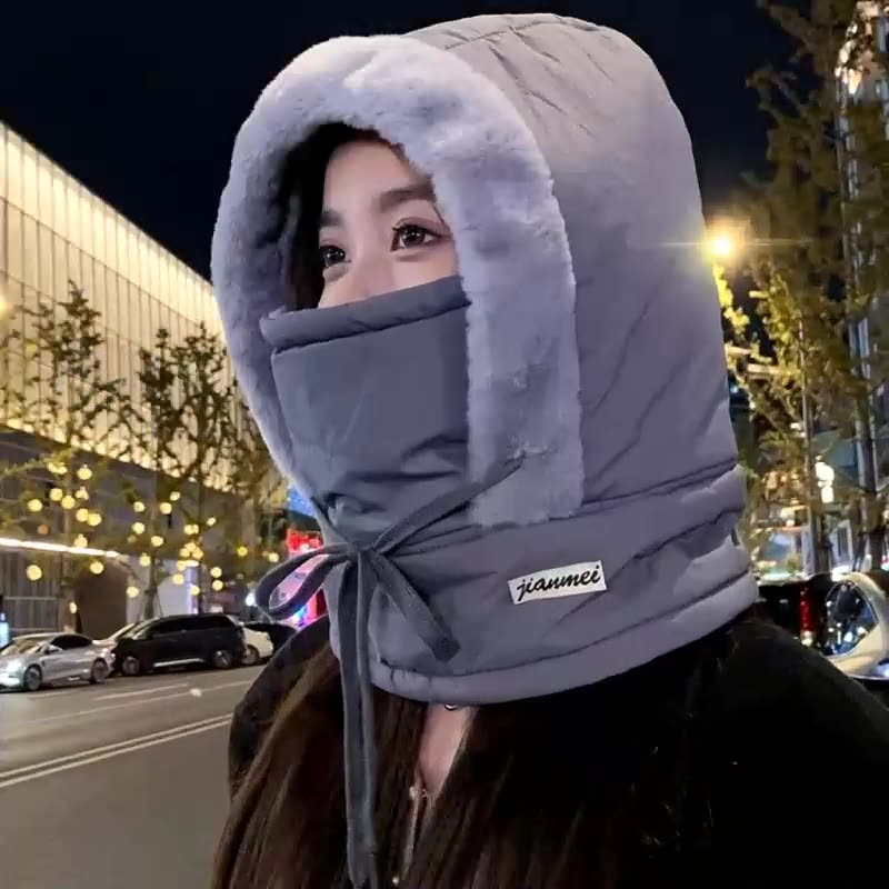 冬季男女保暖雷锋帽加绒加厚防寒面罩围脖一体户外防风骑行包头帽