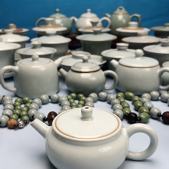 杯月白釉汗瓦壶原矿原釉原产地