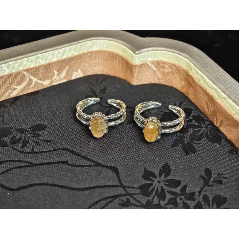 【要努力】D443 水晶银S925镶嵌 金发戒多样性发一