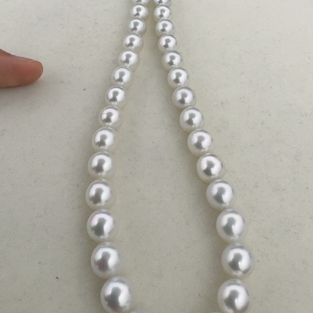 海水珍珠银S925镶嵌颈饰澳白近圆微瑕9-11.8mm