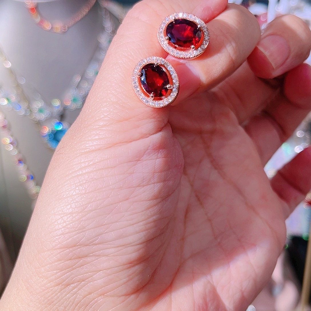 石榴石戒指银S925镶嵌